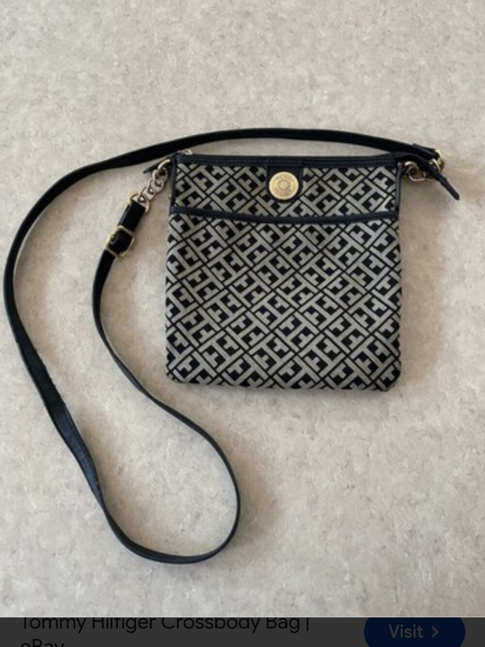 Tommy Hilfiger Navy & Gray/Blue Signature Geometric Pattern Crossbody Bag